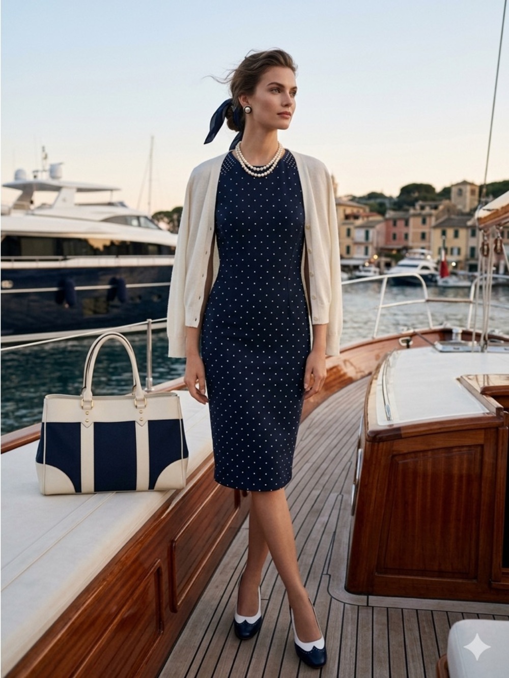 HM Navy Polka Dot Sheath Dress Size XS 2 Nautical Elegance Quiet Luxury EUC
